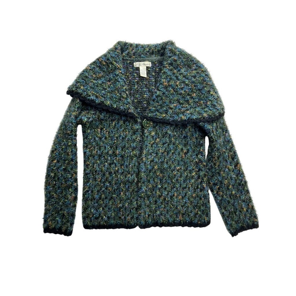 Marisa Christina Textured Boho Cardigan Sweater Shawl Button Front Wool‎ Small